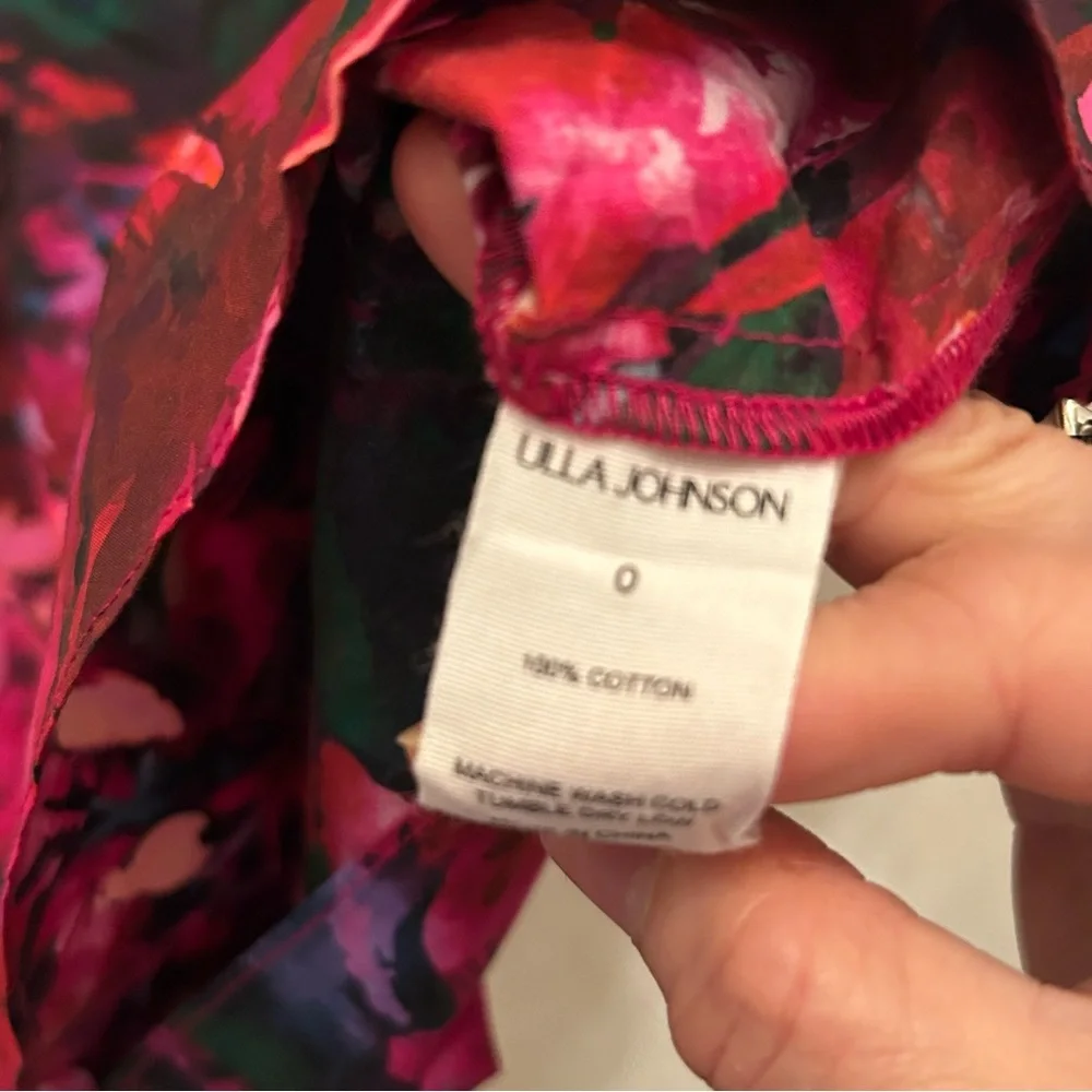 $290 Ulla Johnson Vienne Floral Puff-Sleeve Blouse size 0